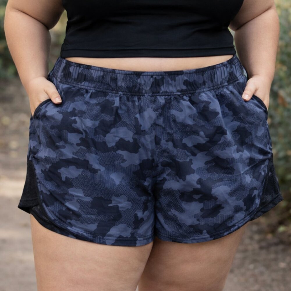Athletic Works Camo Performance Running Shorts Gray Black Active Size XXXL